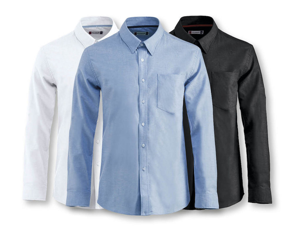 Clique Oxford Mens Long Sleeve Shirt. Pure Cotton Easy Care. 3 Colours. S-4XL - Shirt - Logo Free Clothing