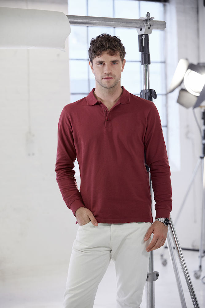 Clique Lincoln Mens Long Sleeve Polo Shirt. 11 Colours. XS-5XL. Medium Weight - Polo Shirt - Logo Free Clothing