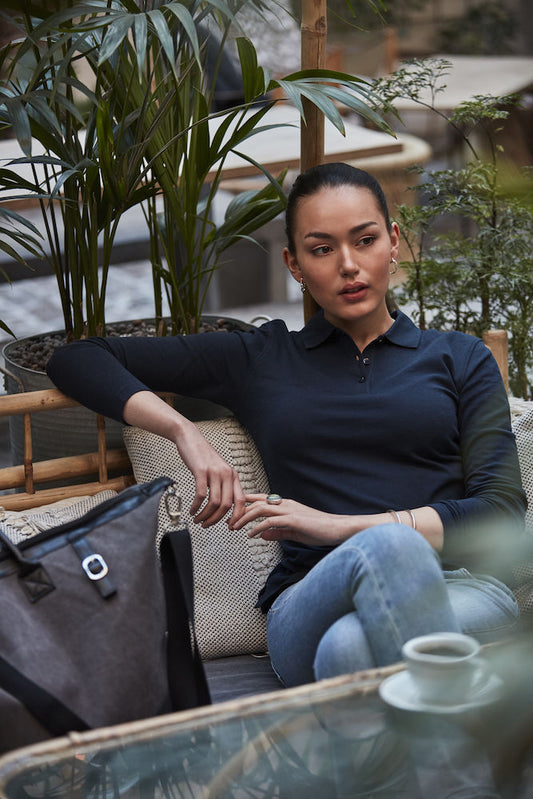 Clique Marion Ladies Long Sleeve Polo Shirt Medium Weight. 11 Colours. XS-2XL. - Polo Shirt - Logo Free Clothing