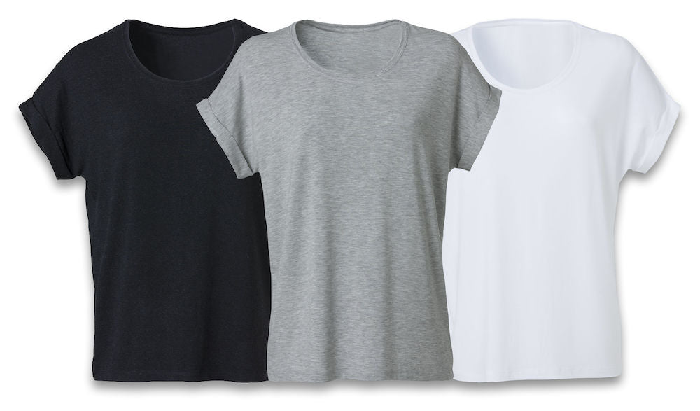 Clique Katy Ladies Loose Fit Tee Shirt. Heavy Cotton Mix. 4 Colours XS-2XL - Tee Shirt - Logo Free Clothing