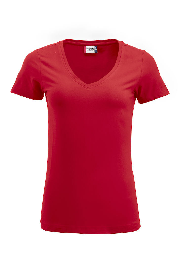 Clique Arden Ladies V Neck Stretch Tee. 3 Colours S-2XL - Tee Shirt - Logo Free Clothing