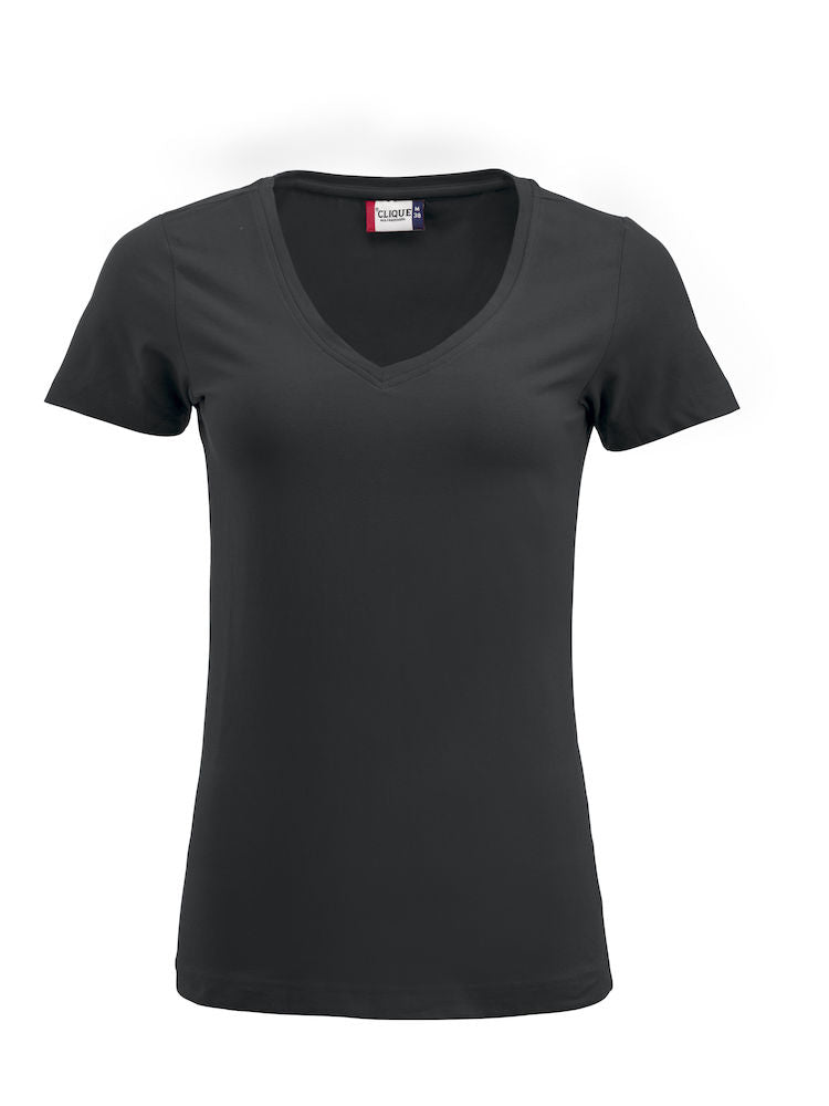 Clique Arden Ladies V Neck Stretch Tee. 3 Colours S-2XL - Tee Shirt - Logo Free Clothing