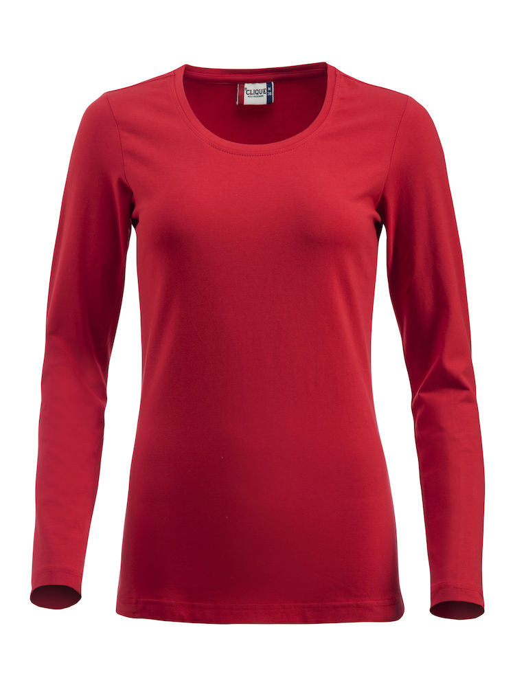 Clique Carolina Long Sleeve Tee. Ladies Stretch T Shirt. 3 Colours, S-2XL - Tee Shirt - Logo Free Clothing