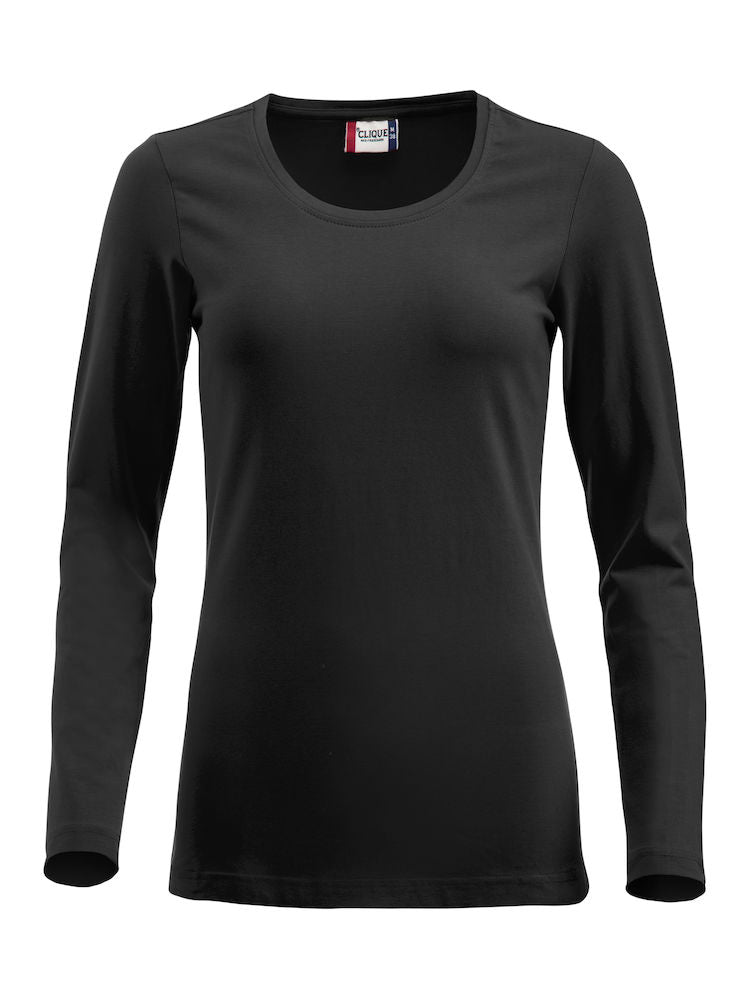 Clique Carolina Long Sleeve Tee. Ladies Stretch T Shirt. 3 Colours, S-2XL - Tee Shirt - Logo Free Clothing