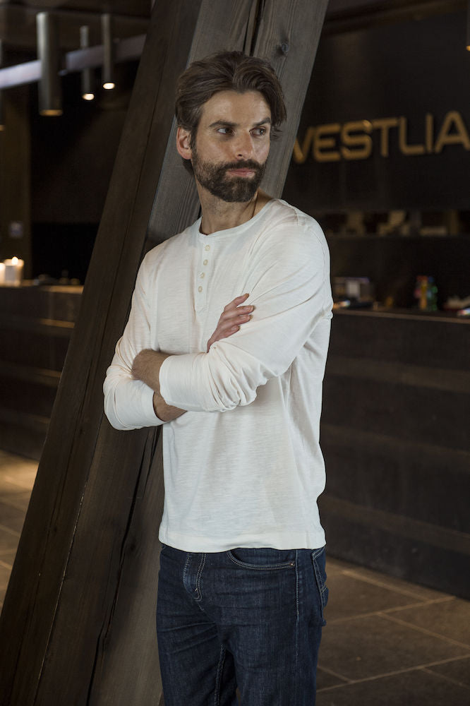 Clique Orlando Mens Long Sleeve Henley Top. 3 Colours. S-2XL - Tee Shirt - Logo Free Clothing