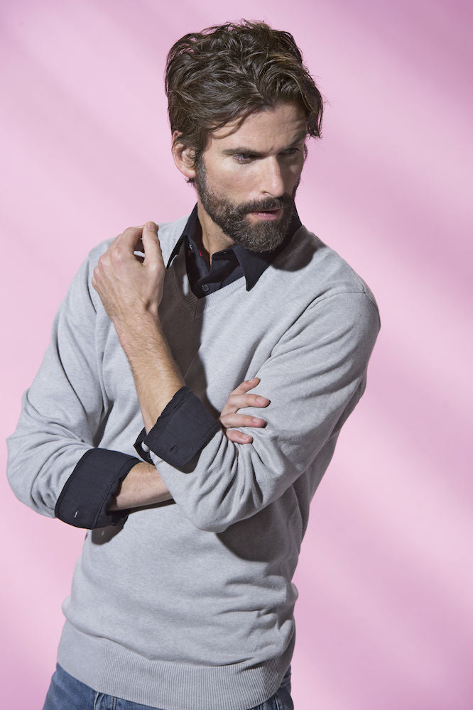 Clique Aston Mens Cotton V-Neck Jumper. Soft Touch. 3 Colours. S-3XL - Knitwear - Logo Free Clothing