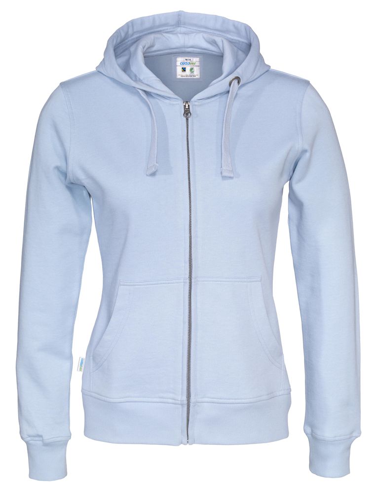 Cottover Ladies Zipped Eco Hoodie. Fairtrade Organic Cotton. 14 Colours XS-2XL - Hoodie - Logo Free Clothing