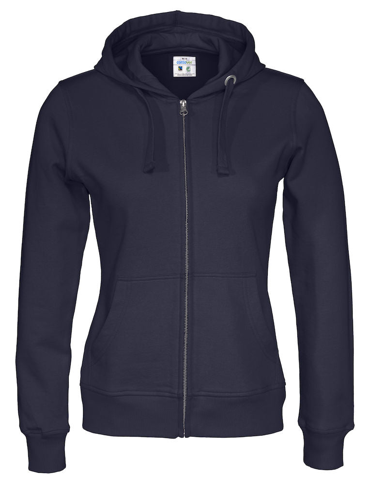 Cottover Ladies Zipped Eco Hoodie. Fairtrade Organic Cotton. 14 Colours XS-2XL - Hoodie - Logo Free Clothing