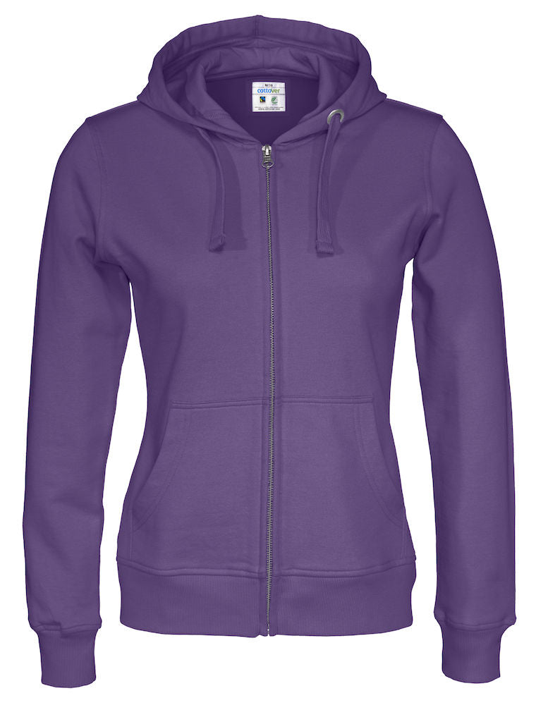 Cottover Ladies Zipped Eco Hoodie. Fairtrade Organic Cotton. 14 Colours XS-2XL - Hoodie - Logo Free Clothing