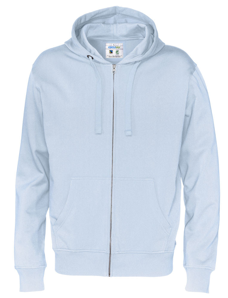 Cottover Mens Zipped Eco Hoodie. Fairtrade Organic Cotton. 14 Colours S-4XL - Hoodie - Logo Free Clothing
