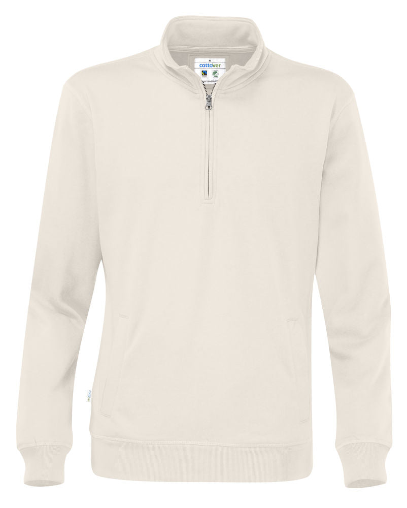 Cottover Half Zip Eco Sweatshirt Unisex. Fairtrade Organic Cotton. 14 Colours. S-4XL - Sweatshirt - Logo Free Clothing