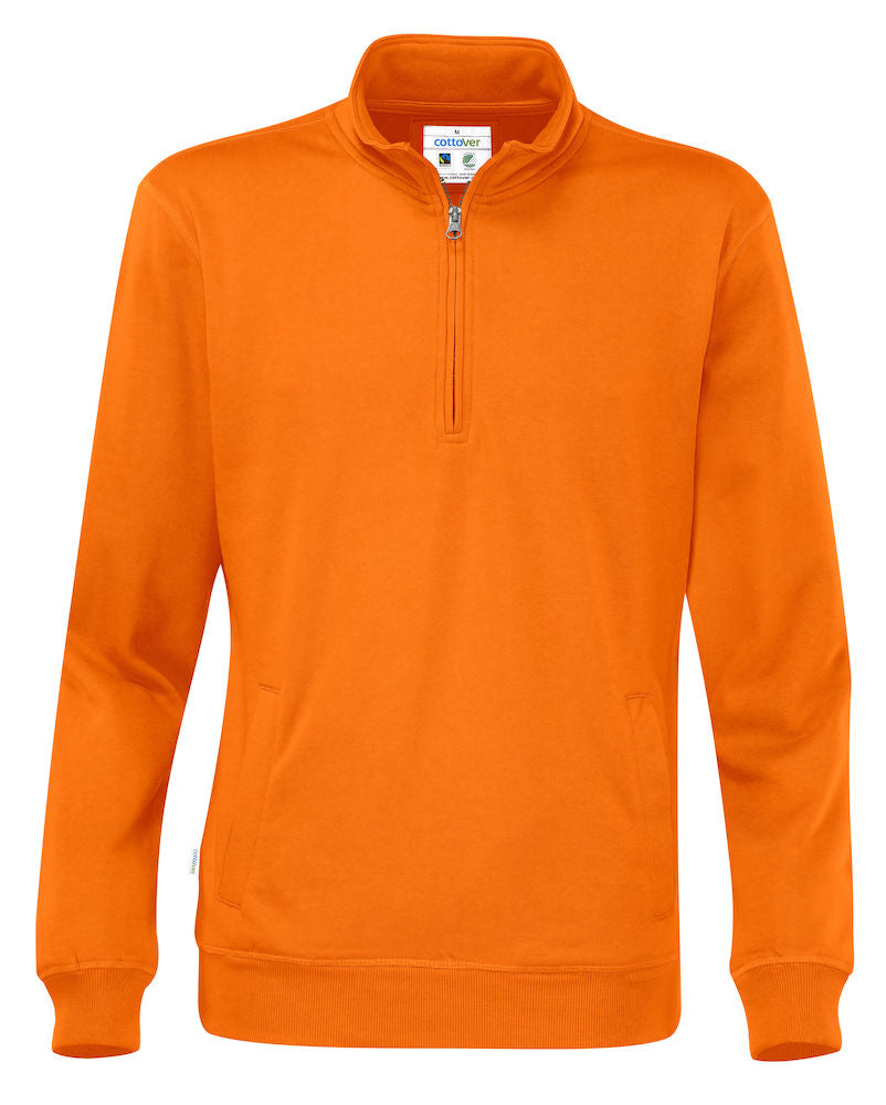 Cottover Half Zip Eco Sweatshirt Unisex. Fairtrade Organic Cotton. 14 Colours. S-4XL - Sweatshirt - Logo Free Clothing