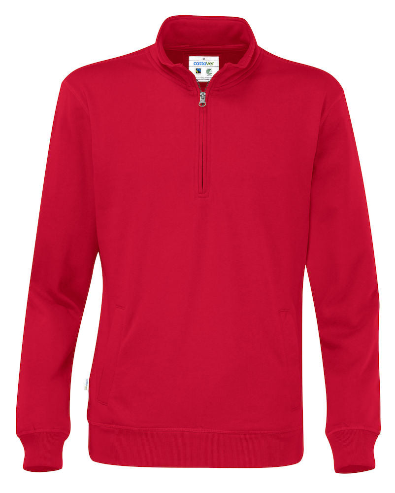 Cottover Half Zip Eco Sweatshirt Unisex. Fairtrade Organic Cotton. 14 Colours. S-4XL - Sweatshirt - Logo Free Clothing
