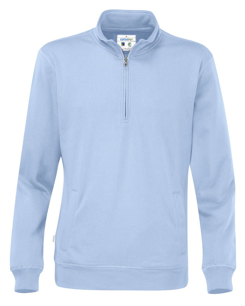 Cottover Half Zip Eco Sweatshirt Unisex. Fairtrade Organic Cotton. 14 Colours. S-4XL - Sweatshirt - Logo Free Clothing