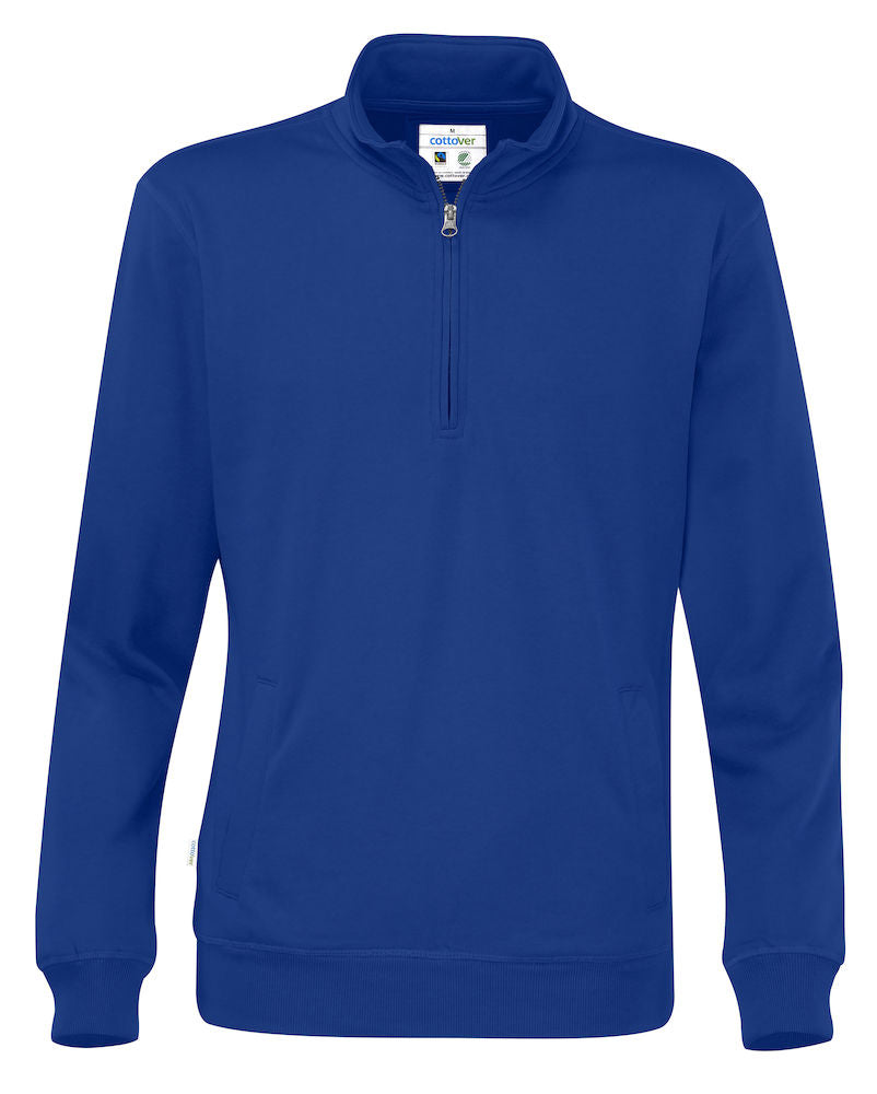 Cottover Half Zip Eco Sweatshirt Unisex. Fairtrade Organic Cotton. 14 Colours. S-4XL - Sweatshirt - Logo Free Clothing