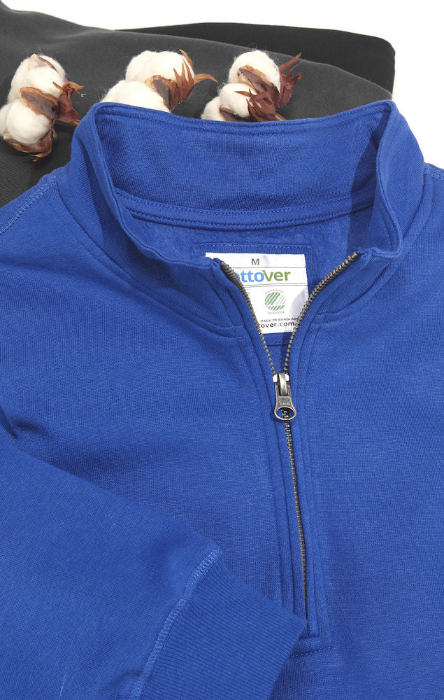 Cottover Half Zip Eco Sweatshirt Unisex. Fairtrade Organic Cotton. 14 Colours. S-4XL - Sweatshirt - Logo Free Clothing