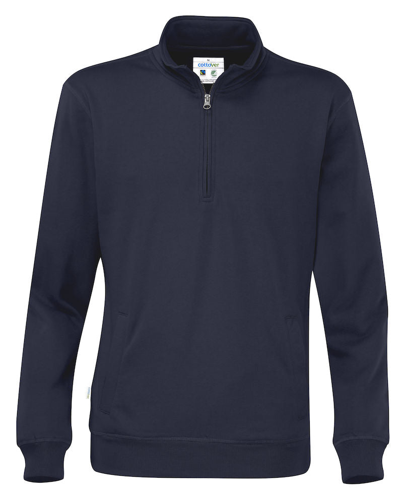 Cottover Half Zip Eco Sweatshirt Unisex. Fairtrade Organic Cotton. 14 Colours. S-4XL - Sweatshirt - Logo Free Clothing