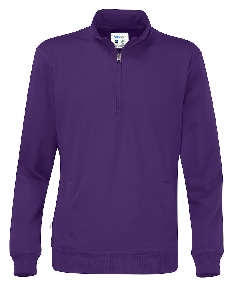 Cottover Half Zip Eco Sweatshirt Unisex. Fairtrade Organic Cotton. 14 Colours. S-4XL - Sweatshirt - Logo Free Clothing