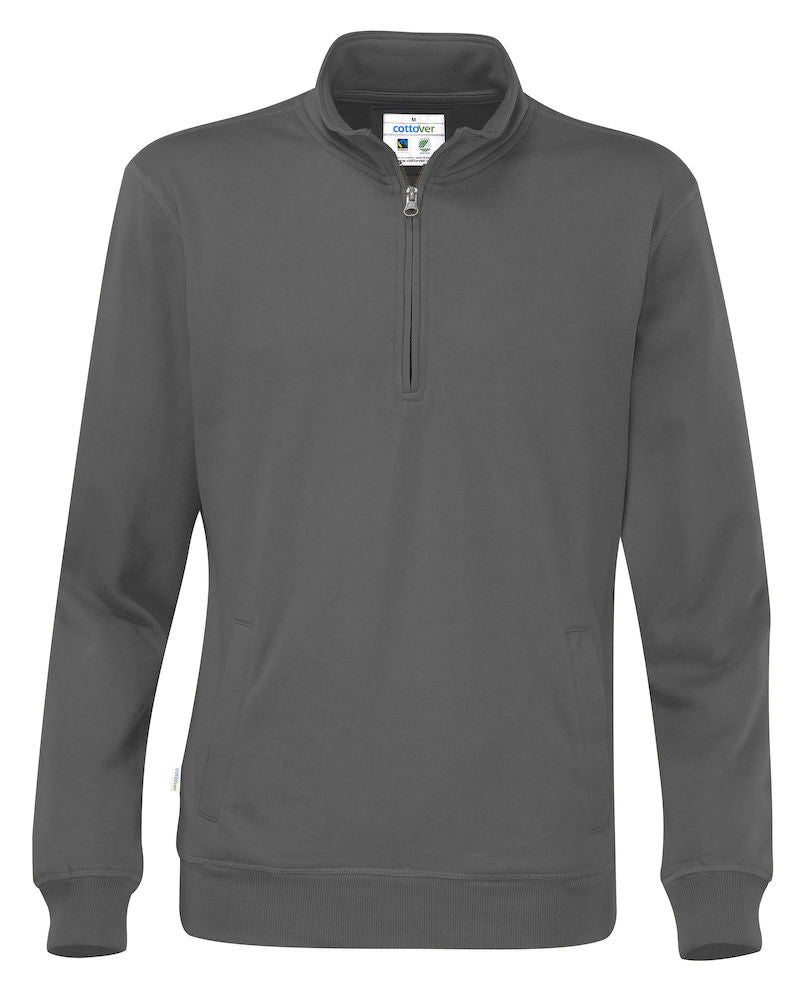 Cottover Half Zip Eco Sweatshirt Unisex. Fairtrade Organic Cotton. 14 Colours. S-4XL - Sweatshirt - Logo Free Clothing