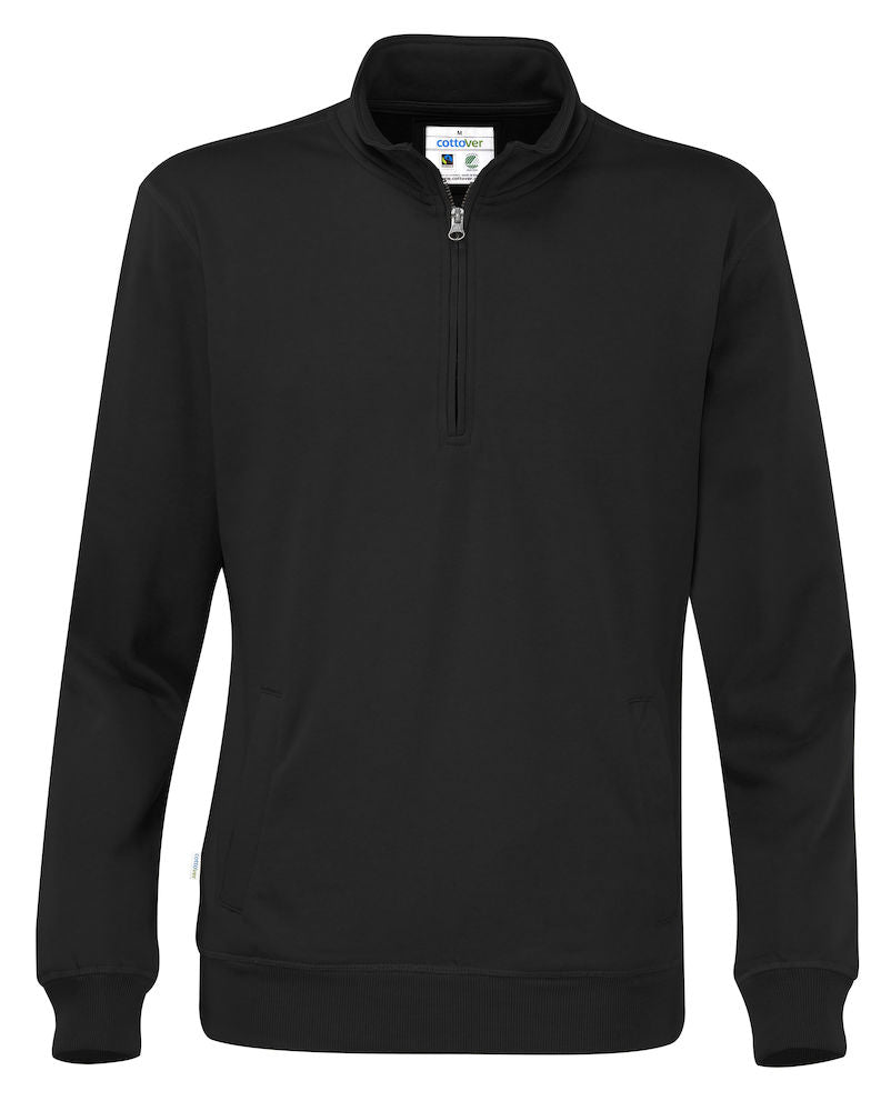 Cottover Half Zip Eco Sweatshirt Unisex. Fairtrade Organic Cotton. 14 Colours. S-4XL - Sweatshirt - Logo Free Clothing