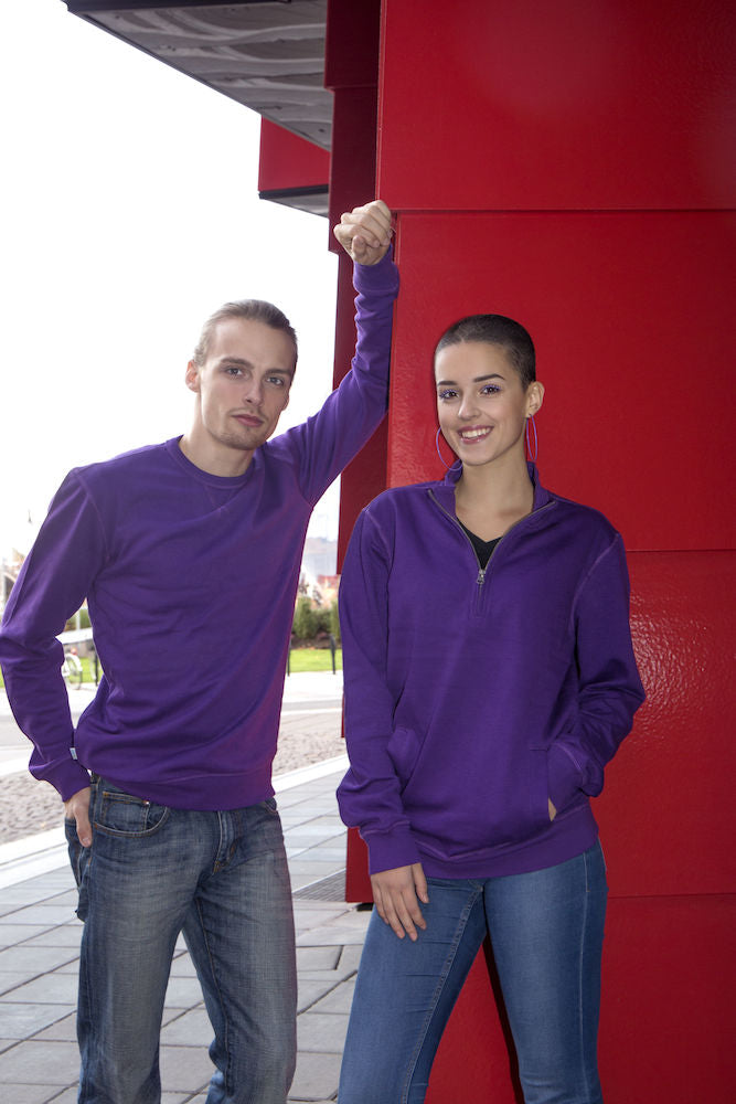 Cottover Half Zip Eco Sweatshirt Unisex. Fairtrade Organic Cotton. 14 Colours. S-4XL - Sweatshirt - Logo Free Clothing