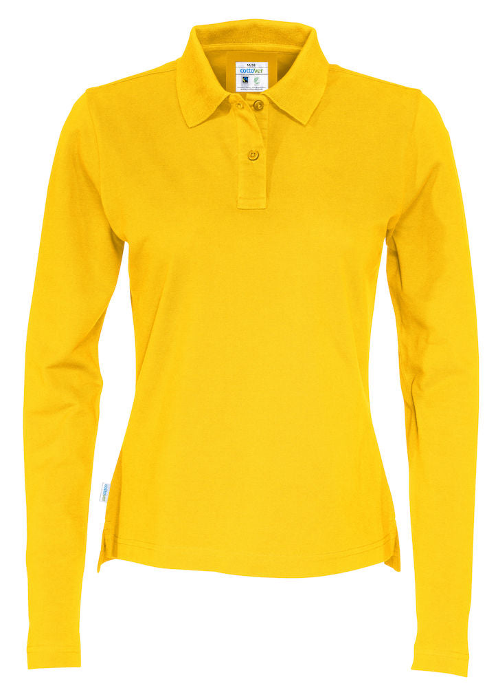 Cottover Ladies Eco Long Sleeve Polo Shirt. Fairtrade Organic Cotton Pique Polo. 14 Colours XS-2XL - Polo Shirt - Logo Free Clothing