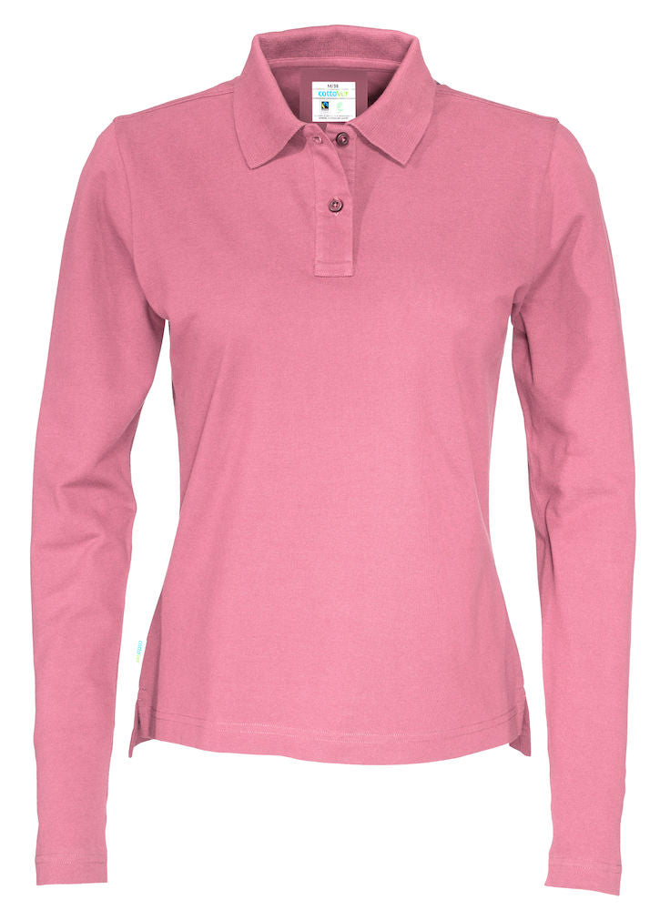 Cottover Ladies Eco Long Sleeve Polo Shirt. Fairtrade Organic Cotton Pique Polo. 14 Colours XS-2XL - Polo Shirt - Logo Free Clothing