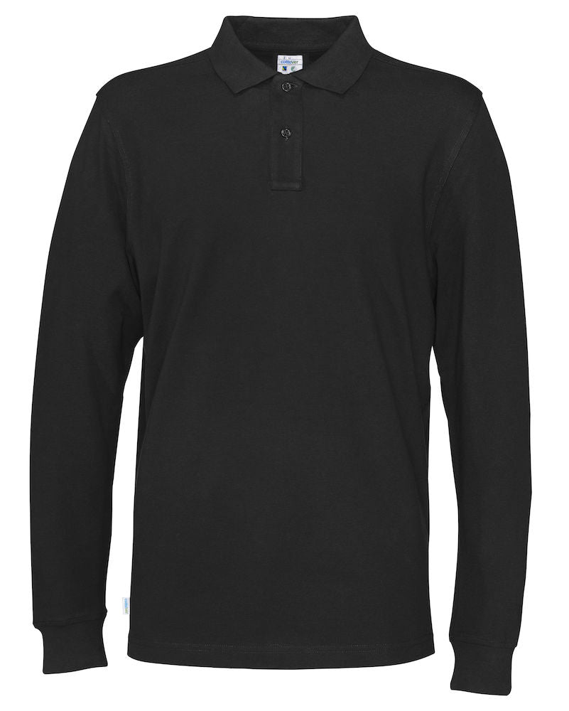 Cottover Mens Eco Long Sleeve Polo Shirt. Fairtrade Organic Cotton Pique Polo. 13 Colours S-4XL - Polo Shirt - Logo Free Clothing