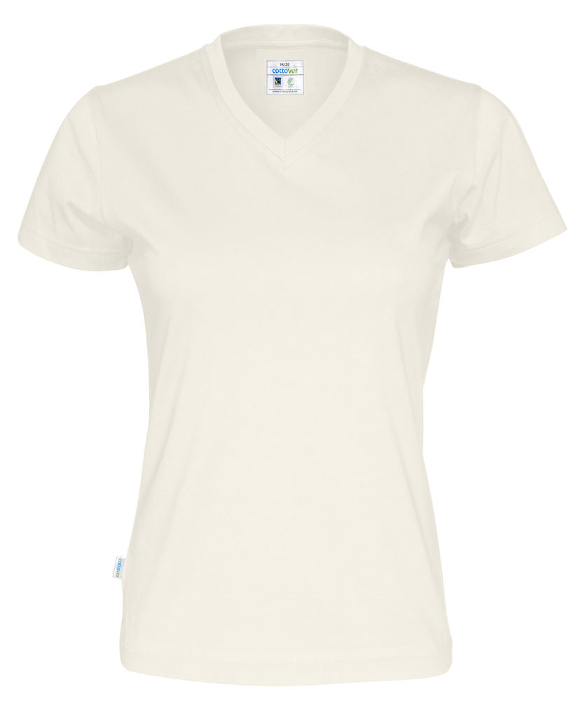 Cottover Ladies Eco V Neck Tee Shirt. Fairtrade Organic Cotton. 14 Colours. XS-2XL - Tee Shirt - Logo Free Clothing