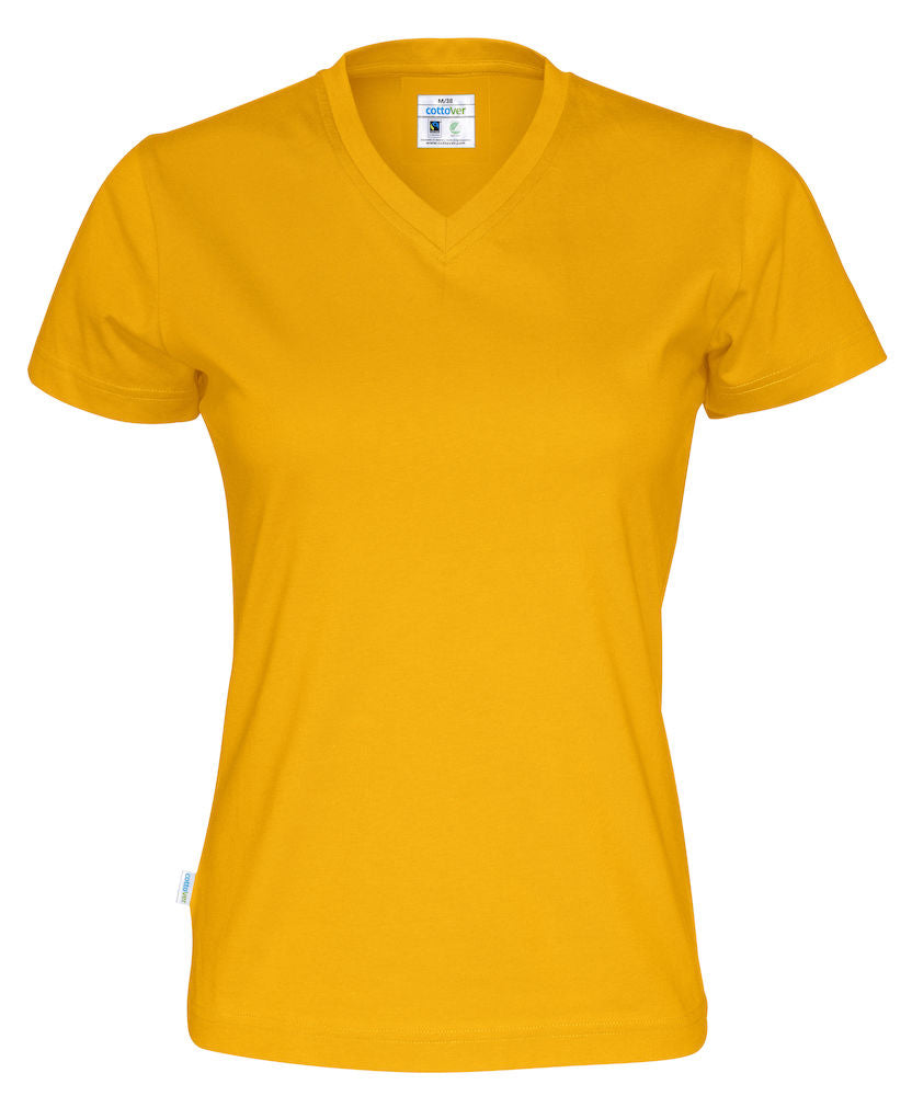 Cottover Ladies Eco V Neck Tee Shirt. Fairtrade Organic Cotton. 14 Colours. XS-2XL - Tee Shirt - Logo Free Clothing