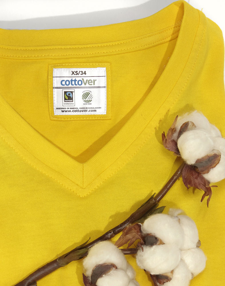Cottover Ladies Eco V Neck Tee Shirt. Fairtrade Organic Cotton. 14 Colours. XS-2XL - Tee Shirt - Logo Free Clothing