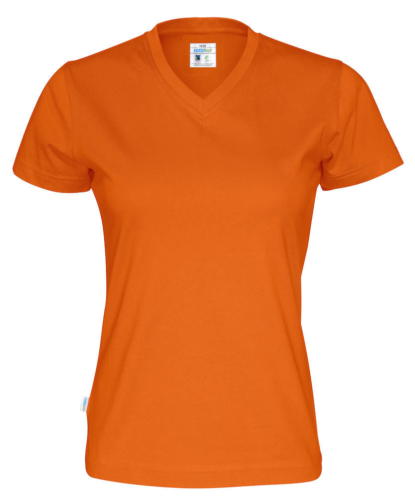 Cottover Ladies Eco V Neck Tee Shirt. Fairtrade Organic Cotton. 14 Colours. XS-2XL - Tee Shirt - Logo Free Clothing