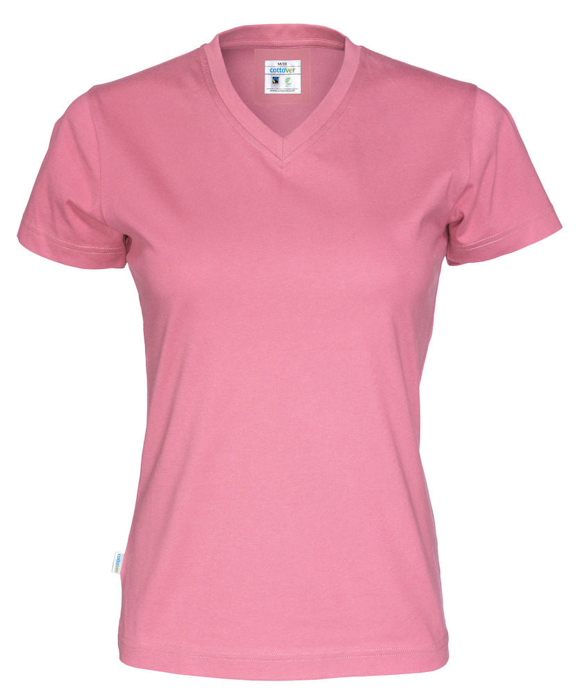 Cottover Ladies Eco V Neck Tee Shirt. Fairtrade Organic Cotton. 14 Colours. XS-2XL - Tee Shirt - Logo Free Clothing