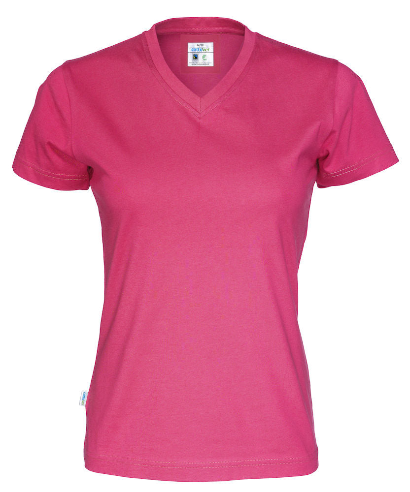 Cottover Ladies Eco V Neck Tee Shirt. Fairtrade Organic Cotton. 14 Colours. XS-2XL - Tee Shirt - Logo Free Clothing