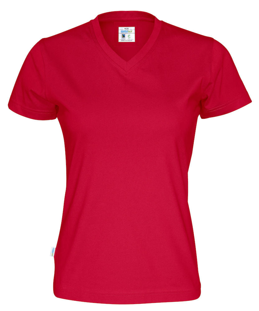 Cottover Ladies Eco V Neck Tee Shirt. Fairtrade Organic Cotton. 14 Colours. XS-2XL - Tee Shirt - Logo Free Clothing