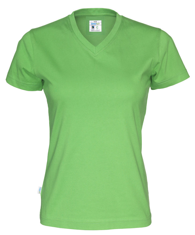 Cottover Ladies Eco V Neck Tee Shirt. Fairtrade Organic Cotton. 14 Colours. XS-2XL - Tee Shirt - Logo Free Clothing