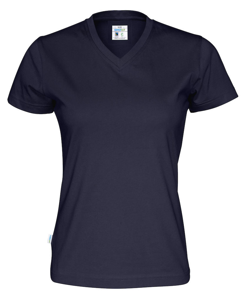 Cottover Ladies Eco V Neck Tee Shirt. Fairtrade Organic Cotton. 14 Colours. XS-2XL - Tee Shirt - Logo Free Clothing
