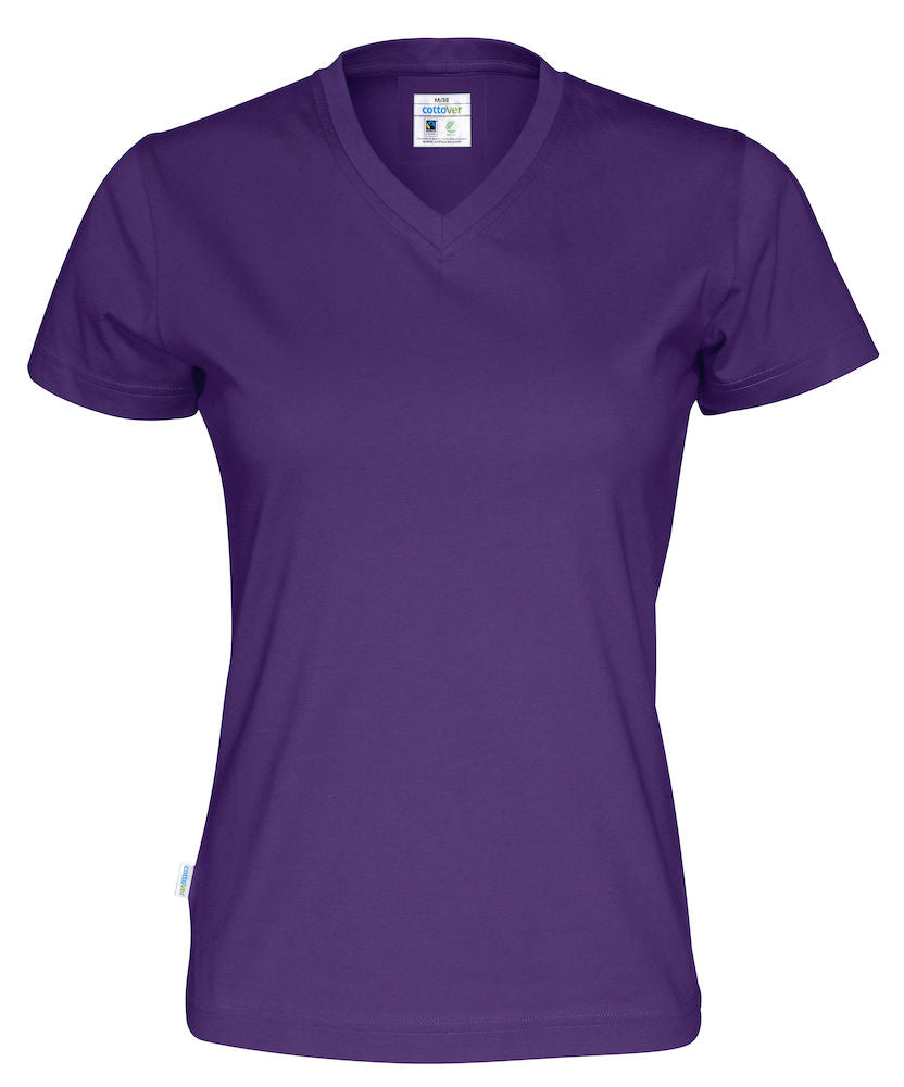 Cottover Ladies Eco V Neck Tee Shirt. Fairtrade Organic Cotton. 14 Colours. XS-2XL - Tee Shirt - Logo Free Clothing