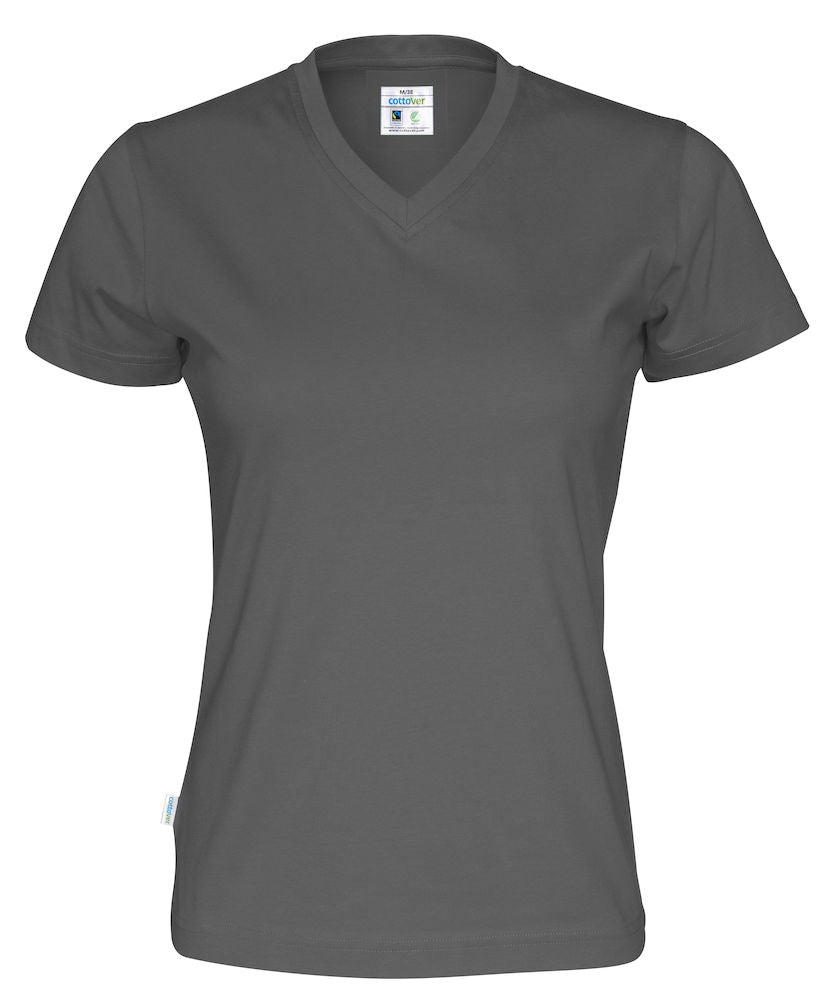 Cottover Ladies Eco V Neck Tee Shirt. Fairtrade Organic Cotton. 14 Colours. XS-2XL - Tee Shirt - Logo Free Clothing