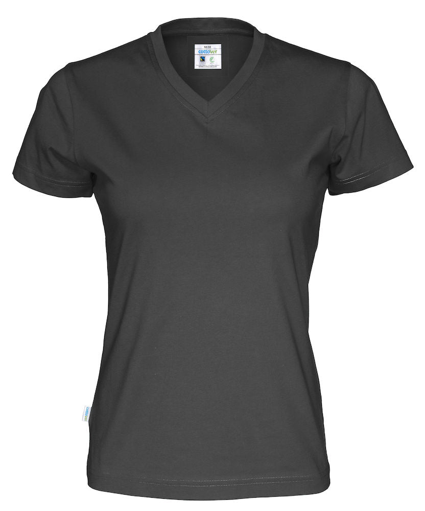 Cottover Ladies Eco V Neck Tee Shirt. Fairtrade Organic Cotton. 14 Colours. XS-2XL - Tee Shirt - Logo Free Clothing