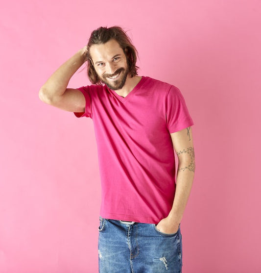 Cottover Mens Organic V Neck Tee Shirt. 100% Organic Cotton. 14 Colours. S-4XL - Tee Shirt - Logo Free Clothing