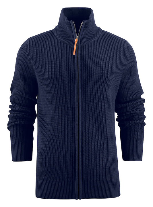 James Harvest Brockway Zipped Sweater. Heavy Rib Knit Cardigan. 3 Colours XS-3XL - Knitwear - Logo Free Clothing