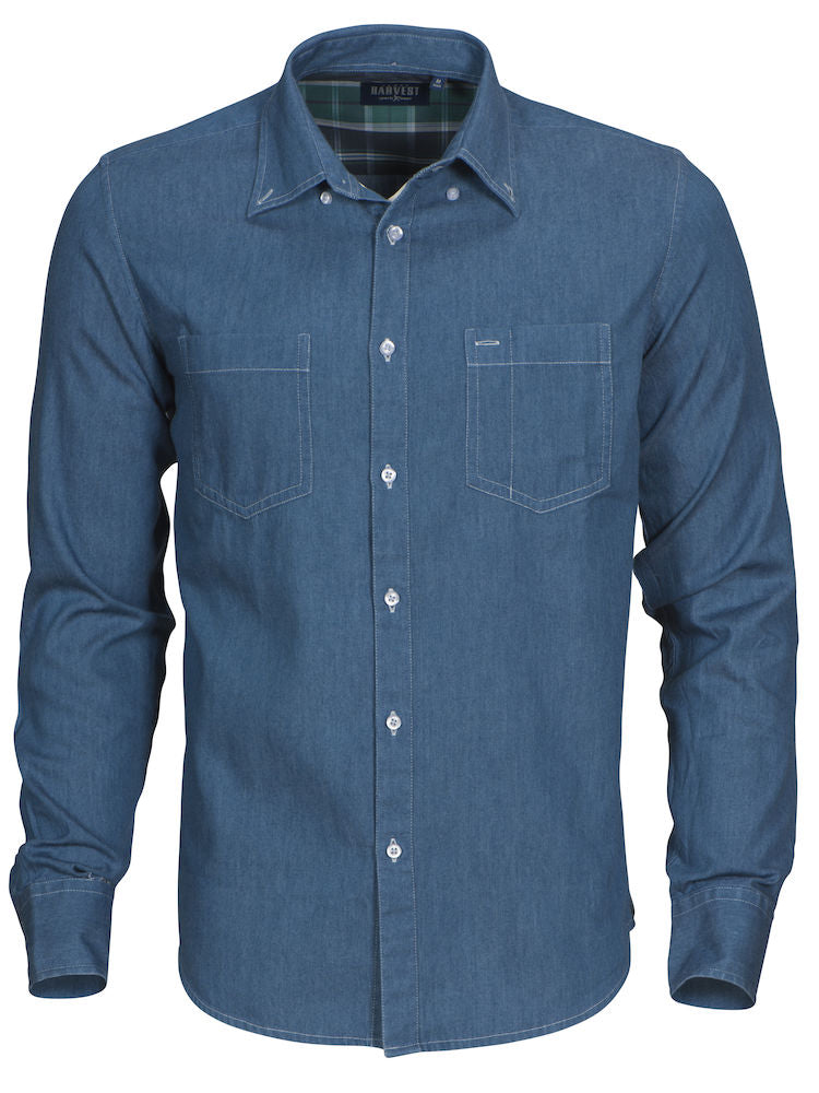 James Harvest Jupiter Mens Shirt. Pure Cotton Denim Look. 2 Colours S-3XL - Shirt - Logo Free Clothing