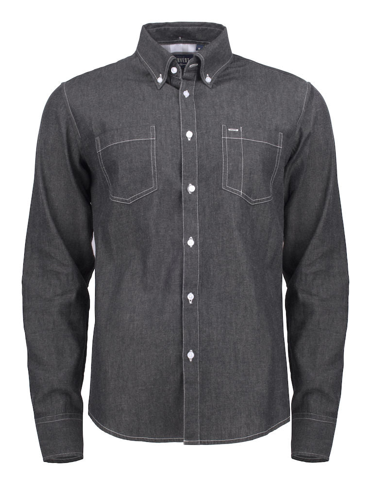 James Harvest Jupiter Mens Shirt. Pure Cotton Denim Look. 2 Colours S-3XL - Shirt - Logo Free Clothing