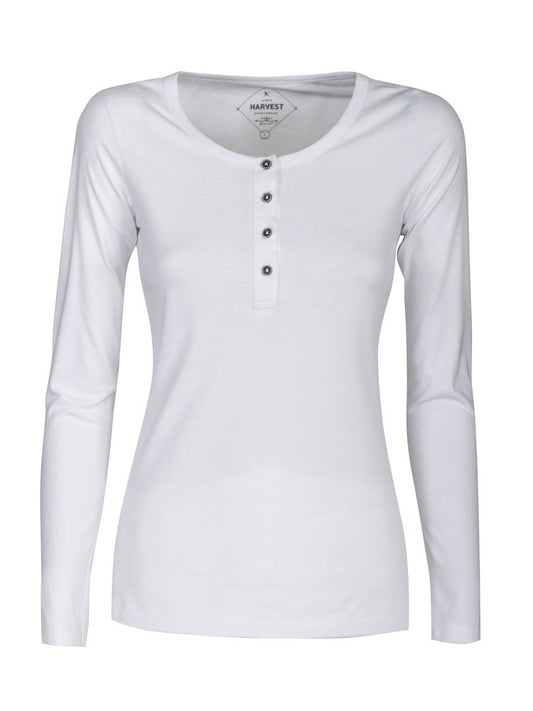 James Harvest Stoneton Ladies Henley Shirt | Cotton Long Sleeve Top | 2 Colours | XS-2XL - Tee Shirt - Logo Free Clothing