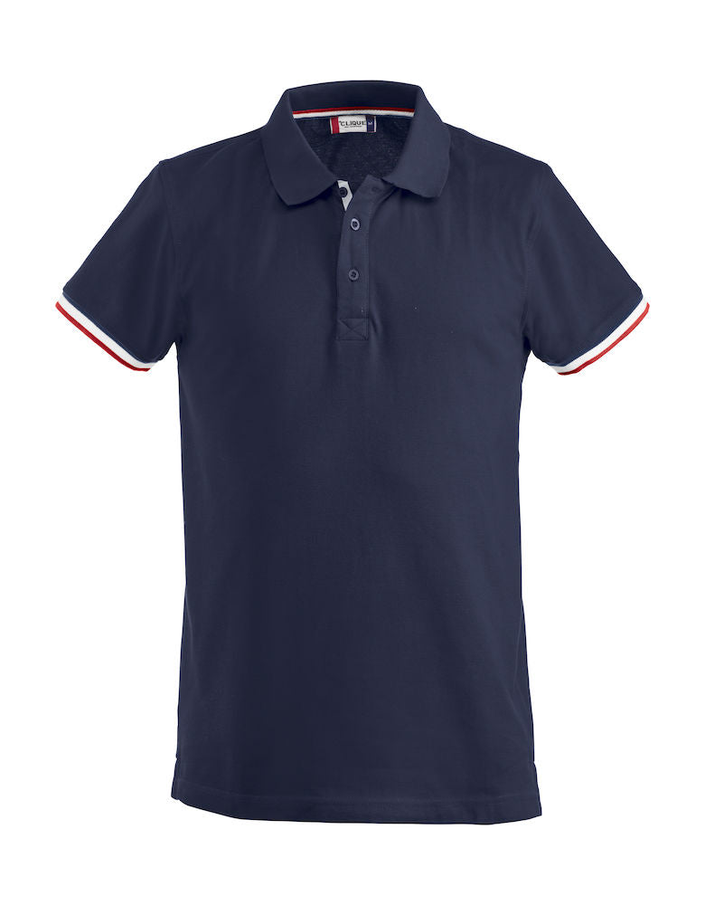 Clique Newton Mens Cotton Polo Shirt. Contrast Colour Collar. 6 Colours. XS-3XL. - Polo Shirt - Logo Free Clothing