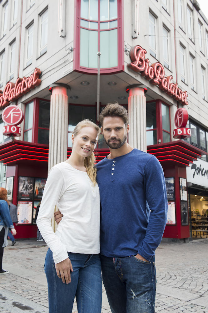 Clique Orlando Mens Long Sleeve Henley Top. 3 Colours. S-2XL - Tee Shirt - Logo Free Clothing