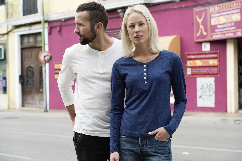 Clique Orlando Mens Long Sleeve Henley Top. 3 Colours. S-2XL - Tee Shirt - Logo Free Clothing