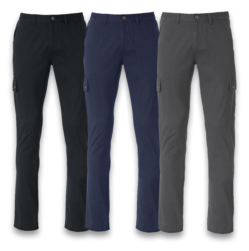 Clique Cargo Trousers. 100% Cotton, Button Leg Pockets. Unisex Fit. XS-5XL - Trousers - Logo Free Clothing