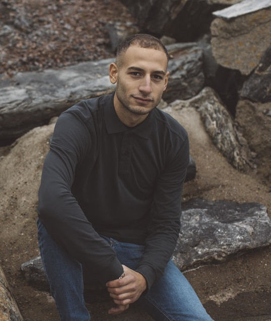 Cottover Mens Eco Long Sleeve Polo Shirt. Fairtrade Organic Cotton Pique Polo. 13 Colours S-4XL - Polo Shirt - Logo Free Clothing